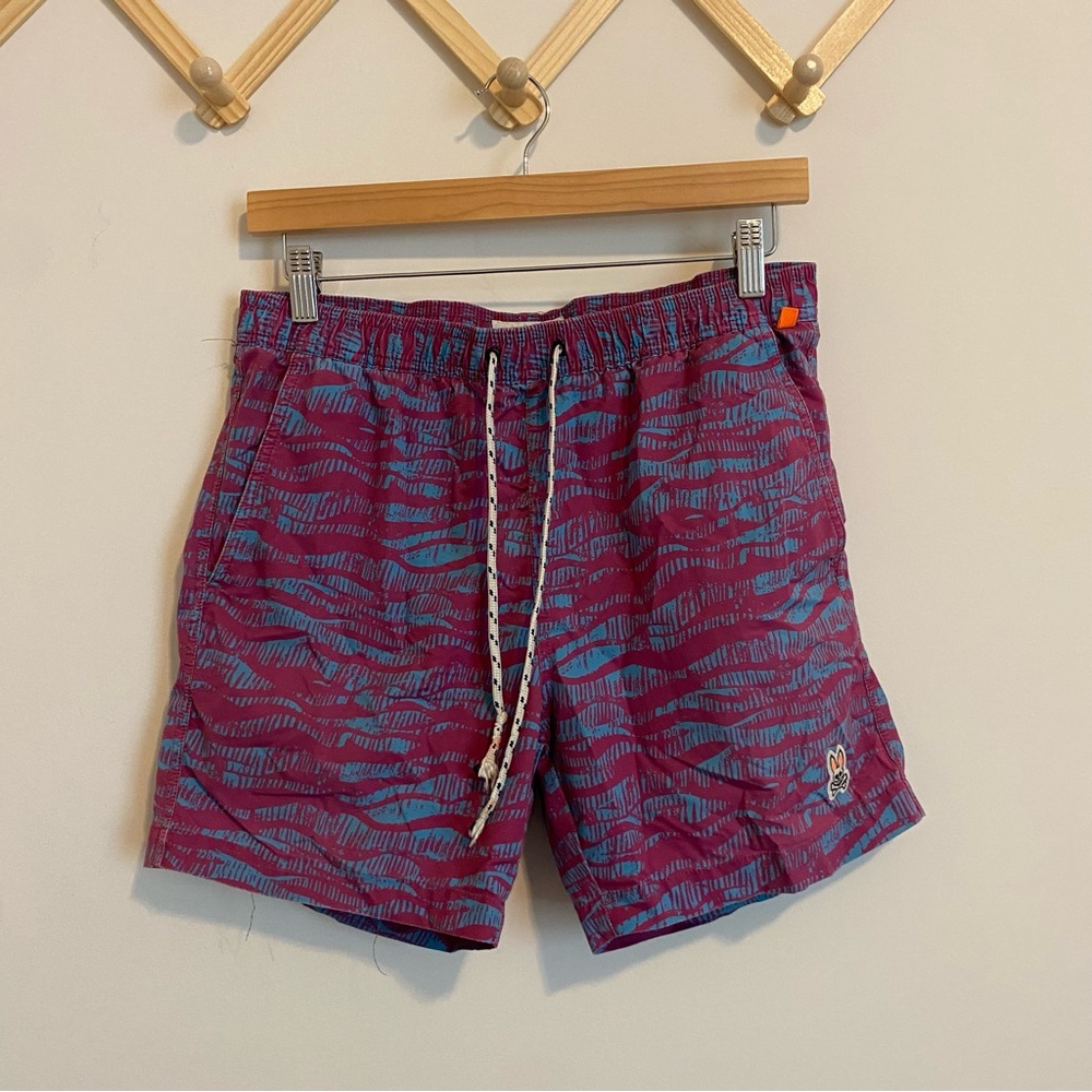 Psycho Bunny Blue and Purple Swim Trunks size Small